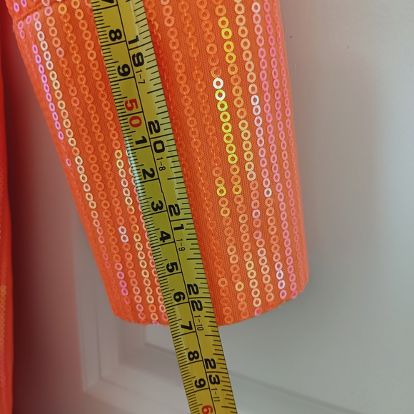 House of Harlow 1960 Shimmering Sequin Orange Long Sleeve Dress - Picture 9 of 11